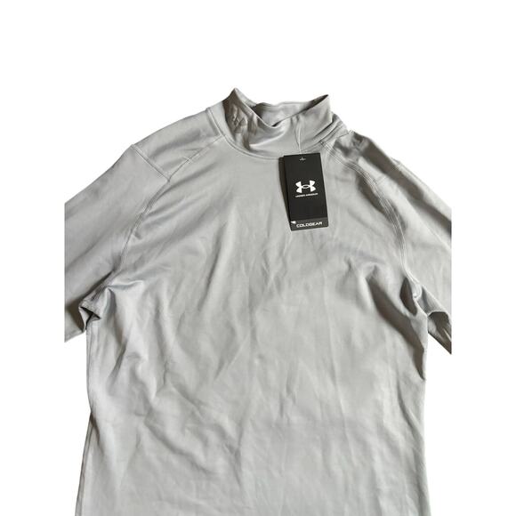 Under Armour Men’s UA Cold Gear Infrared Fitted Mock Turtleneck Gray Black NWT - Picture 2 of 8